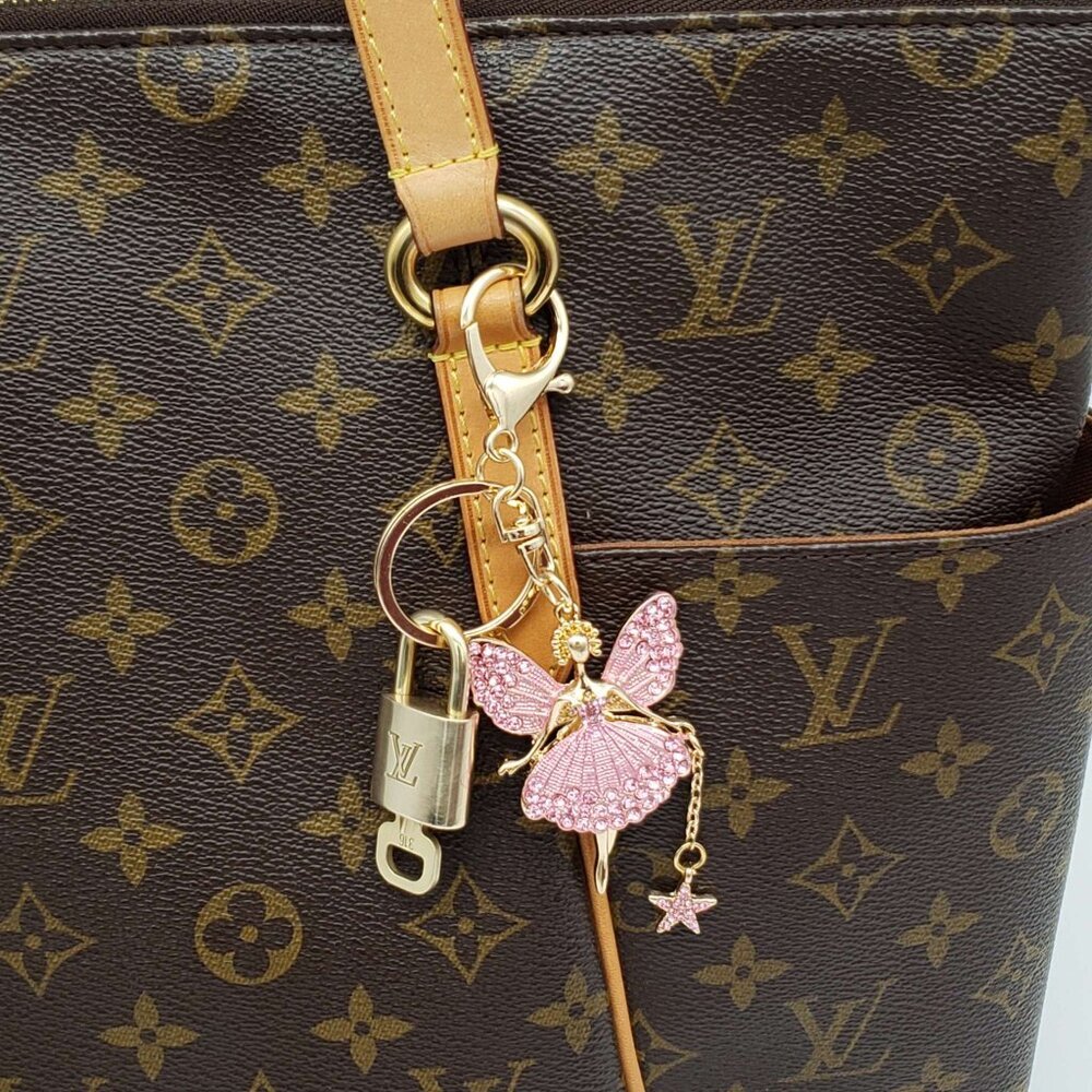 LV Gold Padlock Authentic 🔑 Luxury Bag Charm w/ Unbranded Fairy Keychain